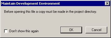 Maintain Development Environment dialog box