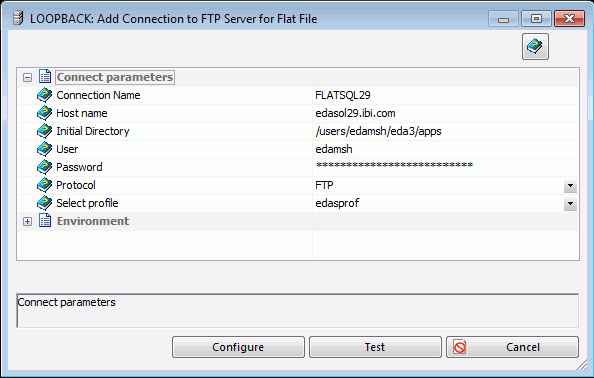 Connection parameters