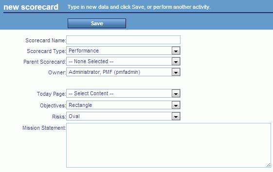 New Scorecard panel