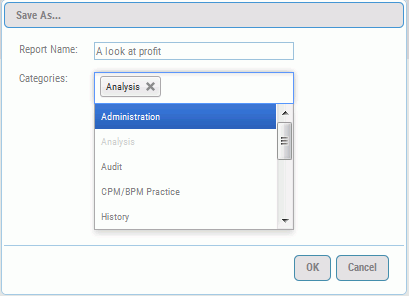 Categories drop-down menu