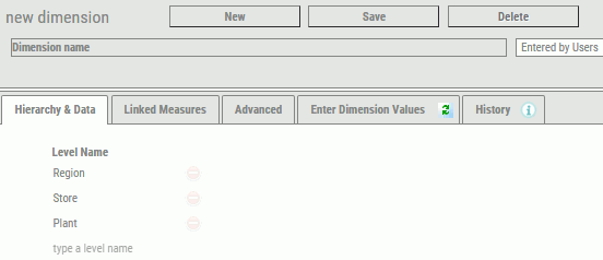 New Dimension panel