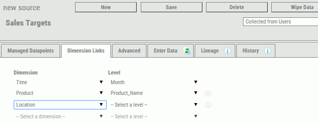 Dimension Links tab