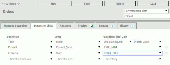 Dimension Links tab