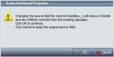 active dashboard properties warning message