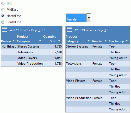 Two Reports Filtered By Two Different Fields