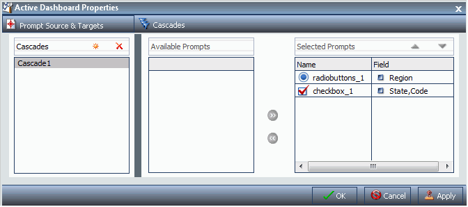 Selected Prompts Up and Down Arrows
