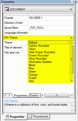 RIA Theme drop-down list